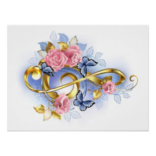 Treble clef with Pink Roses Poster