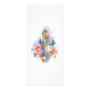 Treble clef with Pink Roses Rack Card