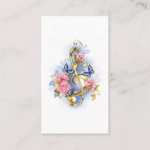 Treble clef with Pink Roses Referral Card