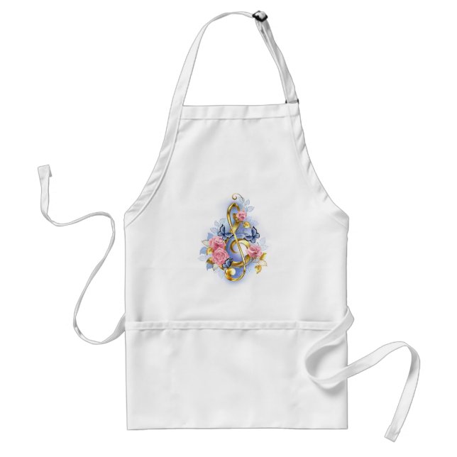 Treble clef with Pink Roses Standard Apron (Front)