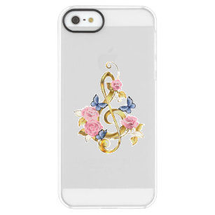 Treble clef with Pink Roses Permafrost® iPhone SE/5/5s Case