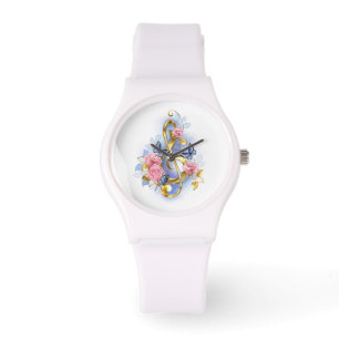 Treble clef with Pink Roses Watch