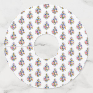 Treble clef with Pink Roses Wine Glass Tag