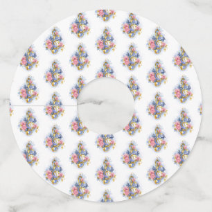 Treble clef with Pink Roses Wine Glass Tag