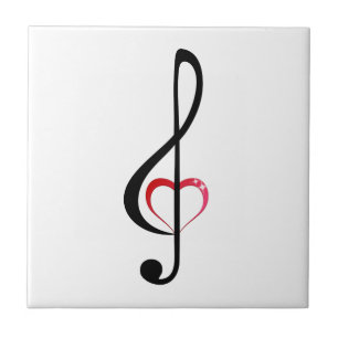 Treble clef with shiny pink heart tile