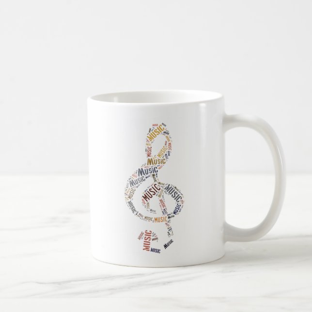 Treble Clef Word Art Coffee Mug (Right)