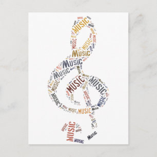 Treble Clef Word Art Postcard