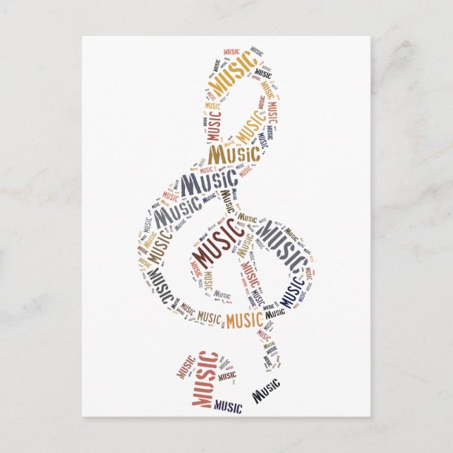 Treble Clef Word Art Postcard (Front)