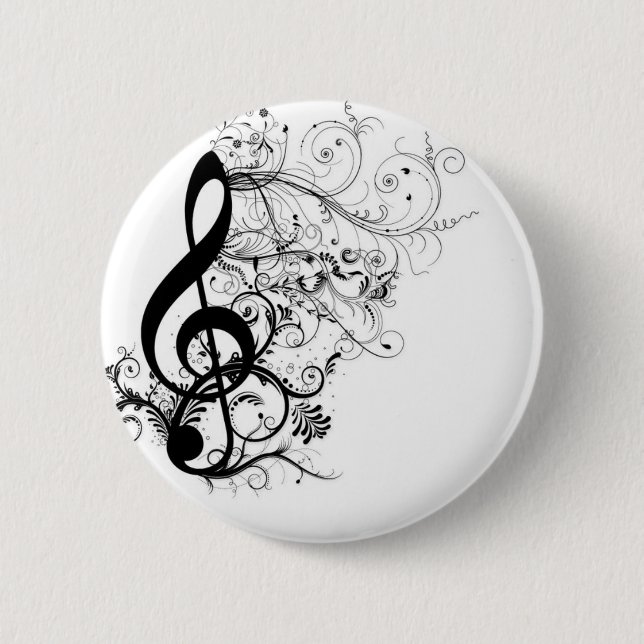Treble Cleff 6 Cm Round Badge (Front)