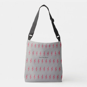 treble clefs music grey tote with name