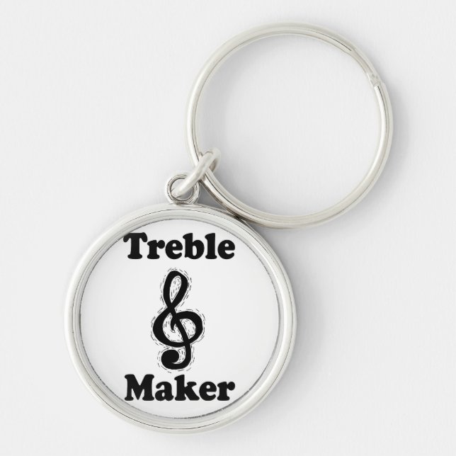 treble maker clef black funny music design key ring (Front)