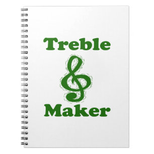 treble maker clef green funny music design notebook