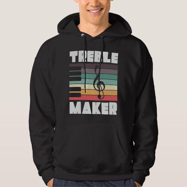 Treble Maker Music Pun Retro Vintage Musician Hoodie (Front)