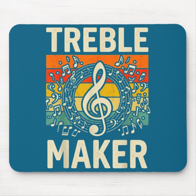 Treble Maker Retro Music Notes Pun For Band Choir  Mouse Mat (Front)