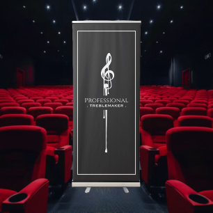 Treblemaker Funny Music Pun Classy Black G-Clef Retractable Banner
