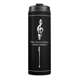Treblemaker Funny Music Pun Classy Black G-Clef Thermal Tumbler