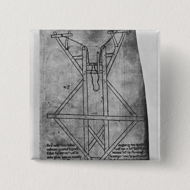 Trebuchet, machine to throw arrows 15 cm square badge (Front)