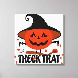 Treck Trat Pumpkin Smiling Canvas Print