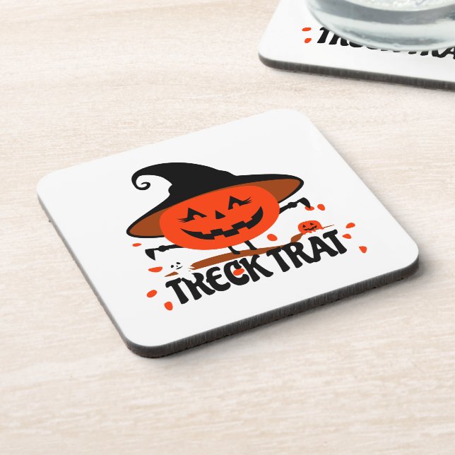 Treck Trat Pumpkin Smiling Coaster (Left Side)