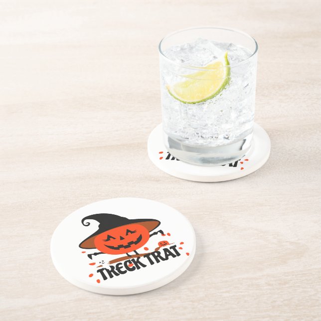 Treck Trat Pumpkin Smiling Coaster (Side)