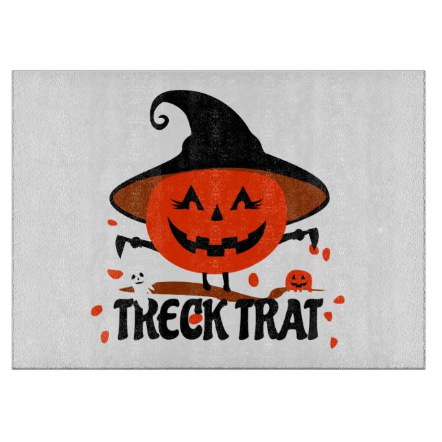 Treck Trat Pumpkin Smiling Cutting Board (Front)