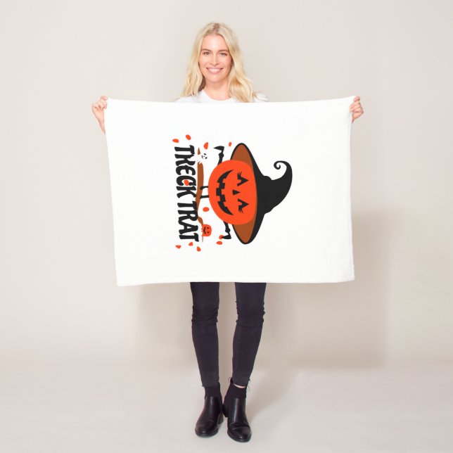 Treck Trat Pumpkin Smiling Fleece Blanket (In Situ)