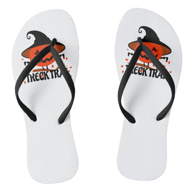 Treck Trat Pumpkin Smiling Flip Flops (Footbed)