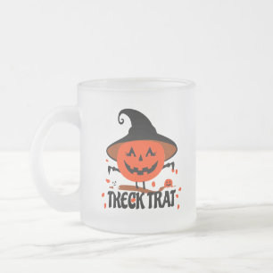 Treck Trat Pumpkin Smiling Frosted Glass Coffee Mug