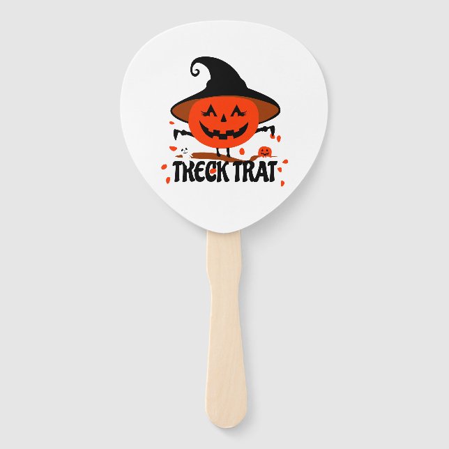 Treck Trat Pumpkin Smiling Hand Fan (Front)