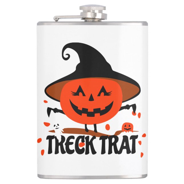 Treck Trat Pumpkin Smiling Hip Flask (Front)