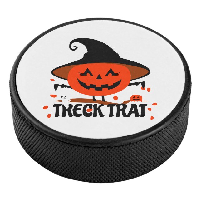 Treck Trat Pumpkin Smiling Hockey Puck (3/4)