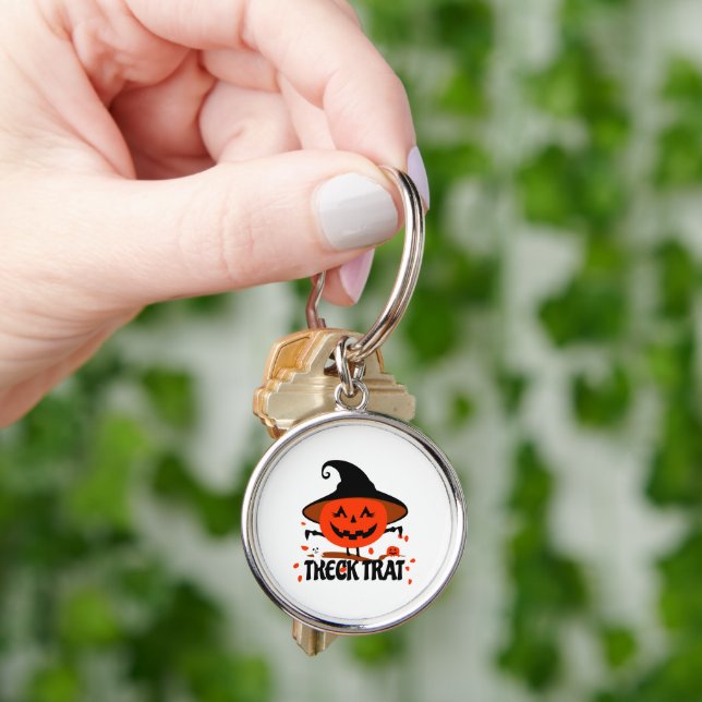 Treck Trat Pumpkin Smiling Key Ring (Hand)