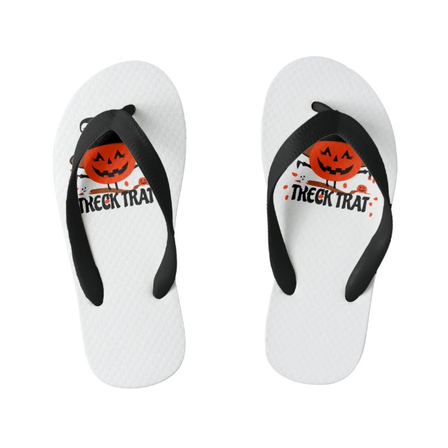 Treck Trat Pumpkin Smiling Kid's Flip Flops (Footbed)