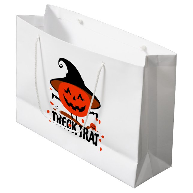 Treck Trat Pumpkin Smiling Large Gift Bag (Front Angled)