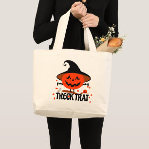 Treck Trat Pumpkin Smiling Large Tote Bag