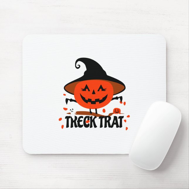 Treck Trat Pumpkin Smiling Mouse Mat (With Mouse)
