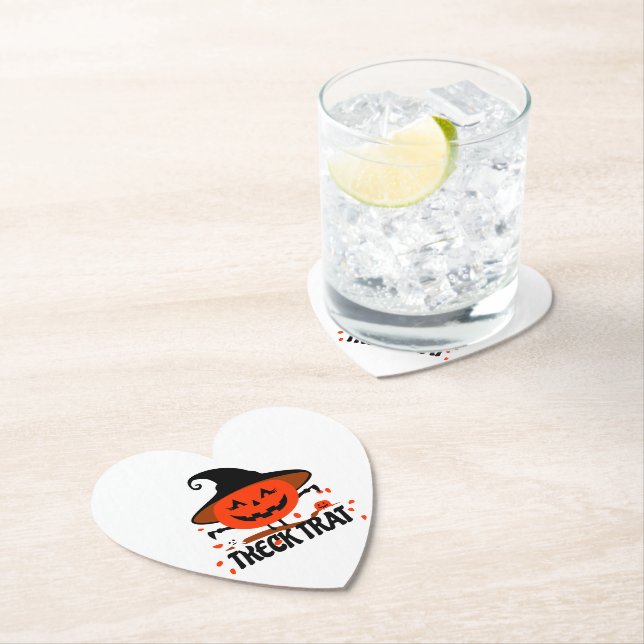 Treck Trat Pumpkin Smiling Paper Coaster (Insitu)