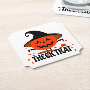 Treck Trat Pumpkin Smiling Paper Coaster
