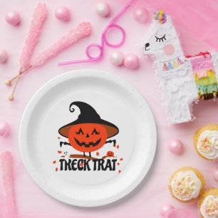 Treck Trat Pumpkin Smiling Paper Plate