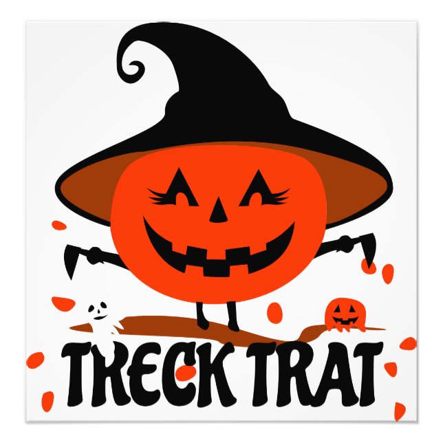 Treck Trat Pumpkin Smiling Photo Print (Front)