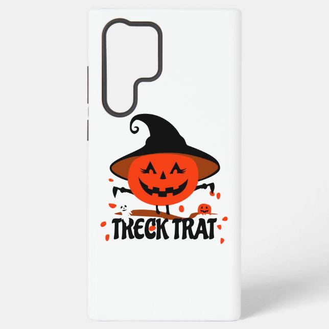 Treck Trat Pumpkin Smiling Samsung Galaxy S22 Ultra Case (Back)