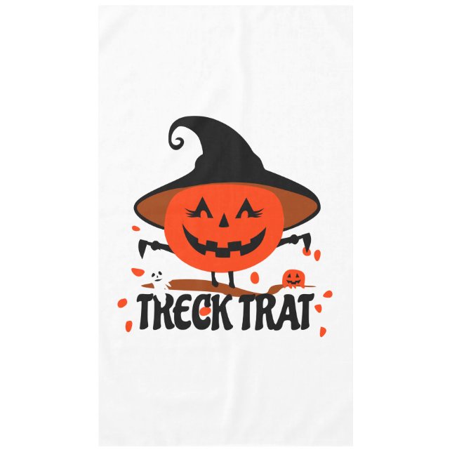 Treck Trat Pumpkin Smiling Tablecloth (Front)