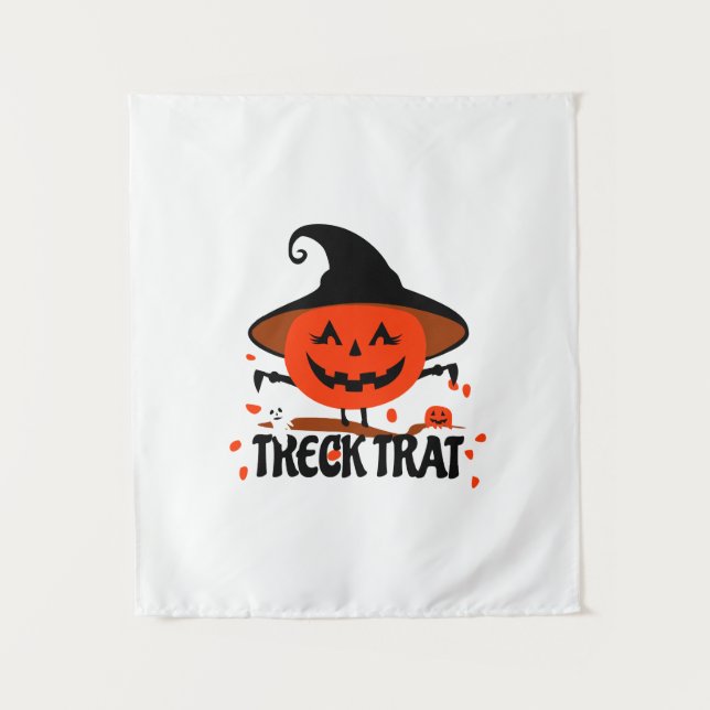 Treck Trat Pumpkin Smiling Tapestry (Front)