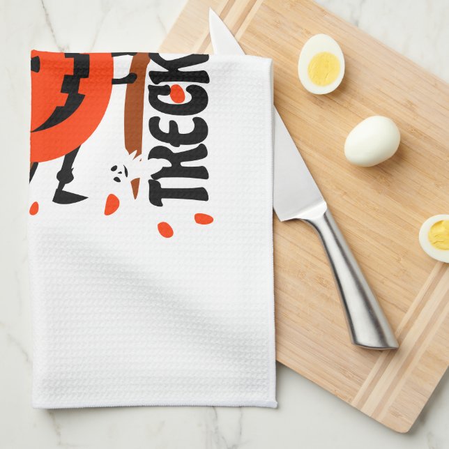Treck Trat Pumpkin Smiling Tea Towel (Quarter Fold)
