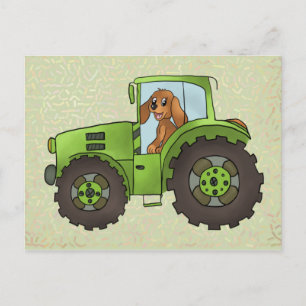 Trecker mit Hund Postcard