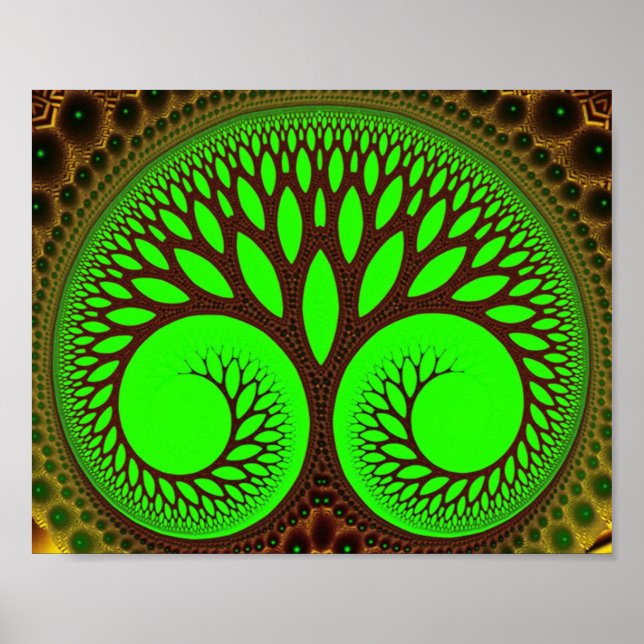 Tree 2  Fine Green Fractal Art Poster (Front)