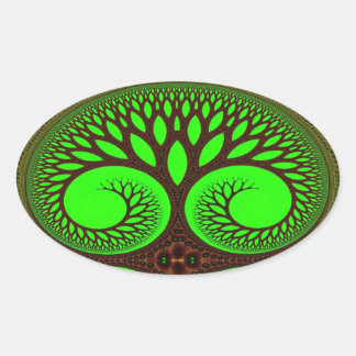 Tree 2 Fractal Art Oval Sticker