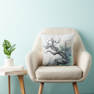Tree Abstract Blue Cushion