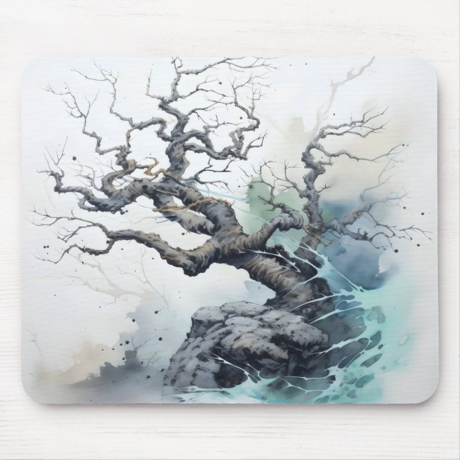 Tree Abstract Blue Mouse Mat (Front)