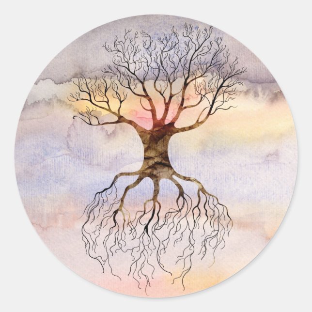 Tree Against The Sky Classic Round Sticker (Front)